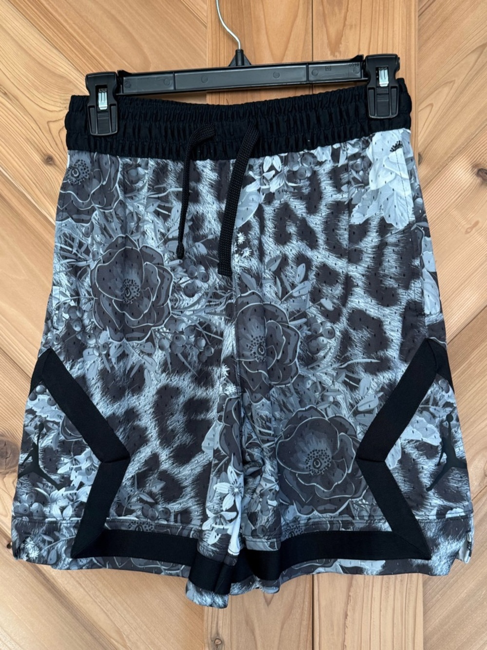 Nike Black & Gray Floral Leopard Print Athletic Shorts